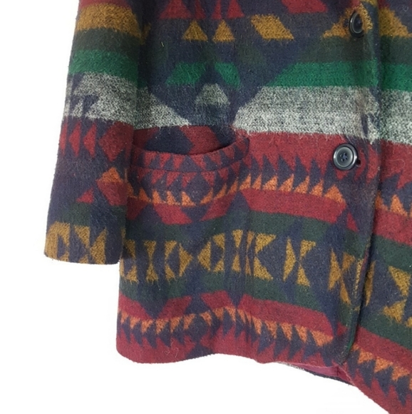 Vintage Wool Blend Blazer Southwest Aztec - Picture 3 of 5